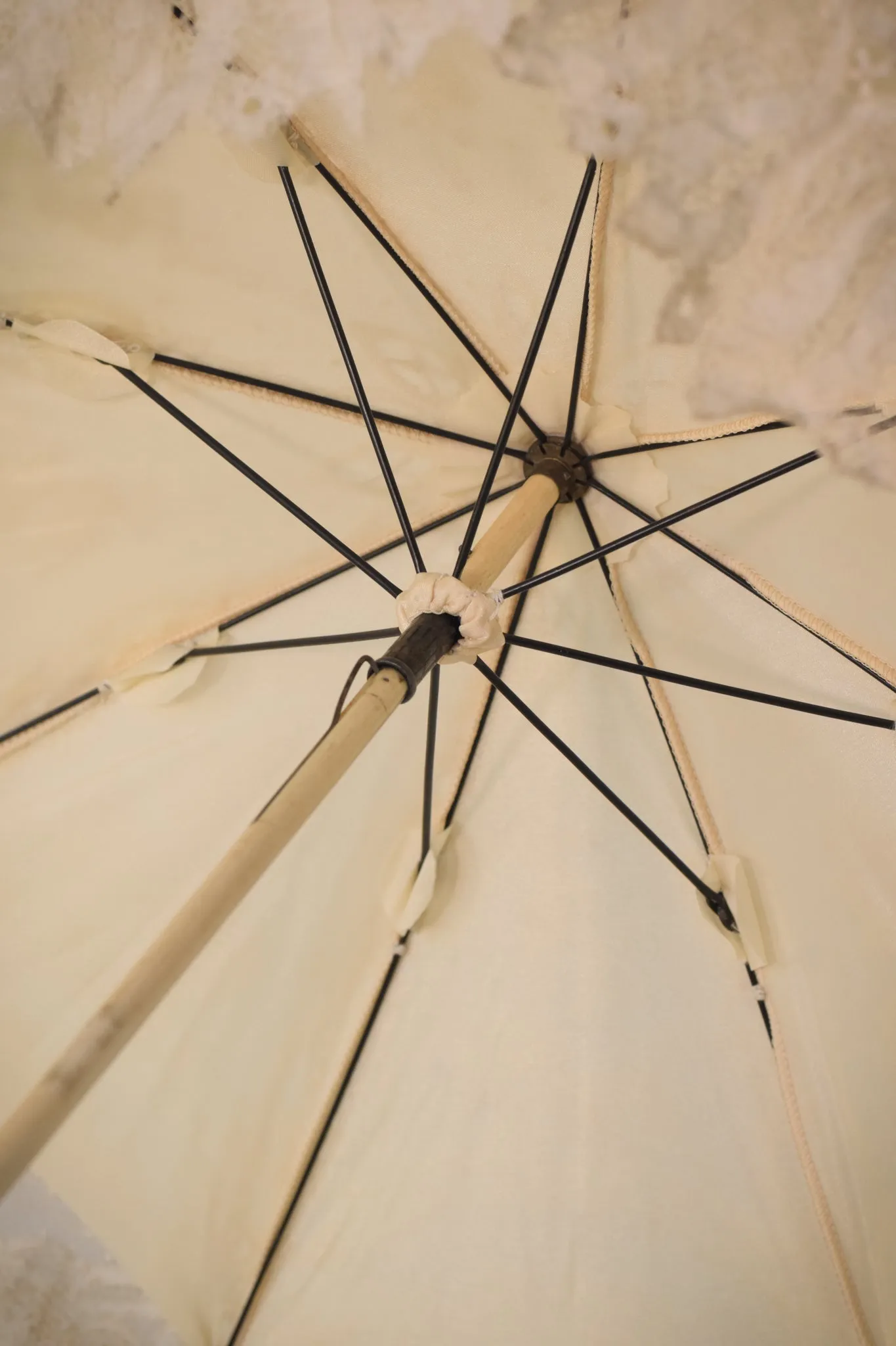 Beautifully Carved Ivory Parasol with Exquisite Lacework