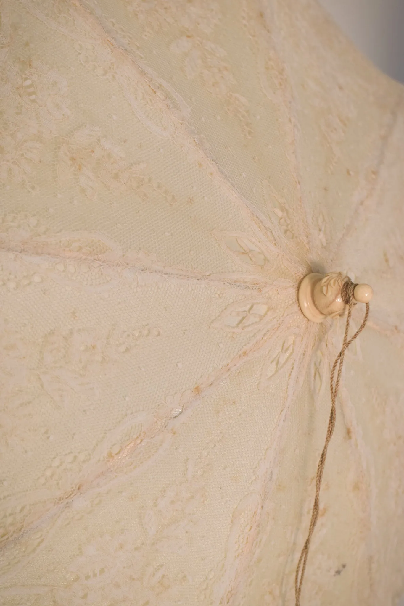 Beautifully Carved Ivory Parasol with Exquisite Lacework