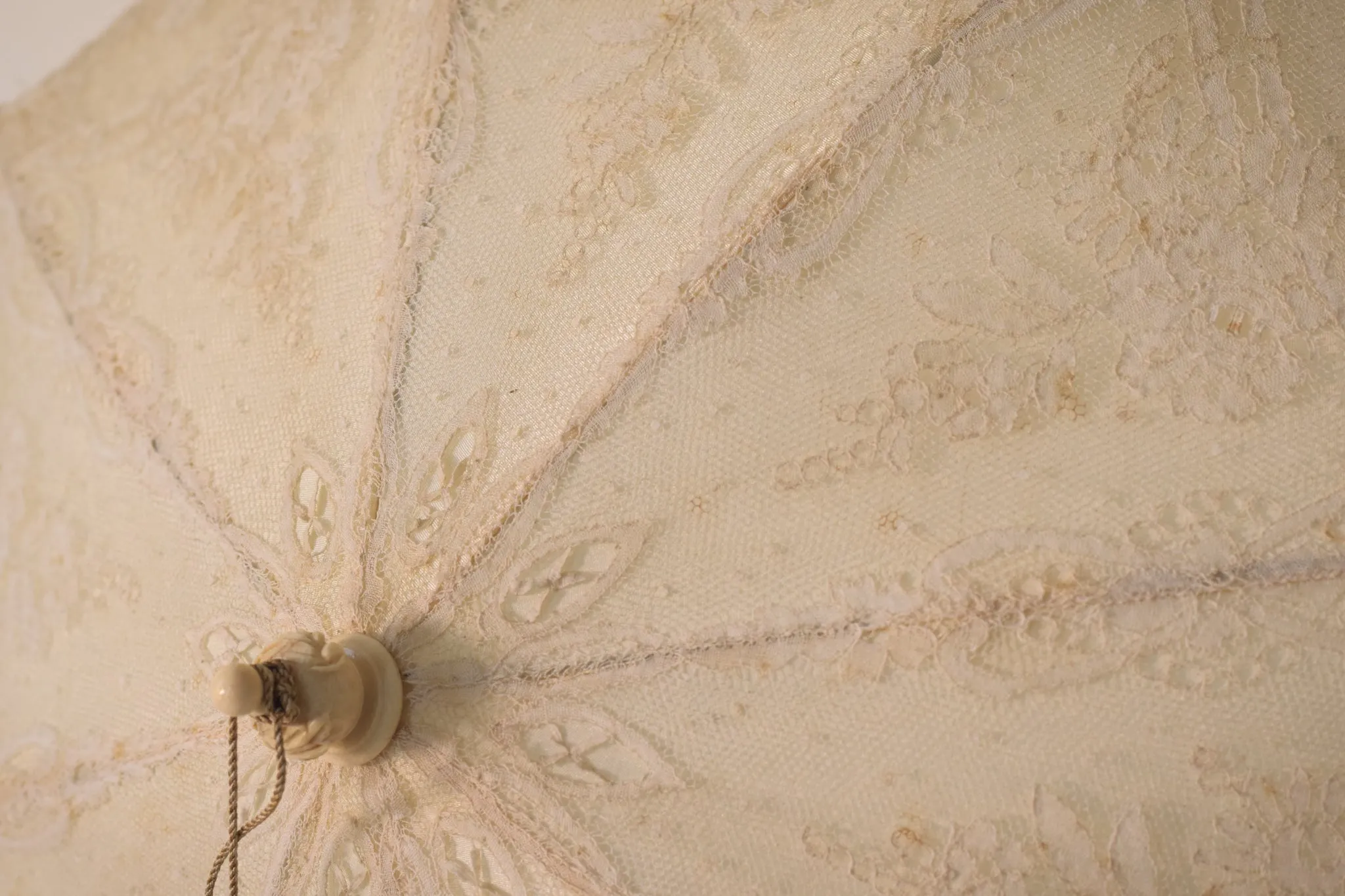Beautifully Carved Ivory Parasol with Exquisite Lacework