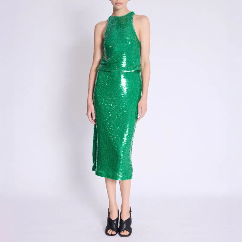 BERENICE Jamy Sequin Skirt in Green