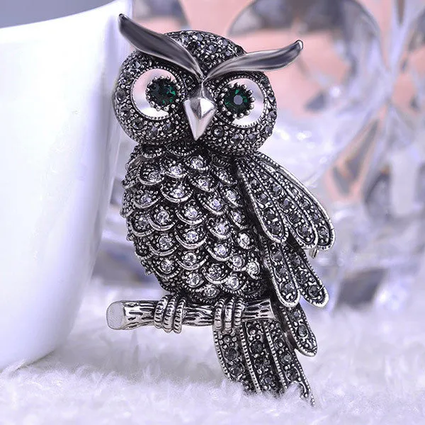 Big Owl Brooches For Wedding Bouquet Vintage Wedding Hijab Scarf Pin Up Buckle femininos Broches Game Bijoux