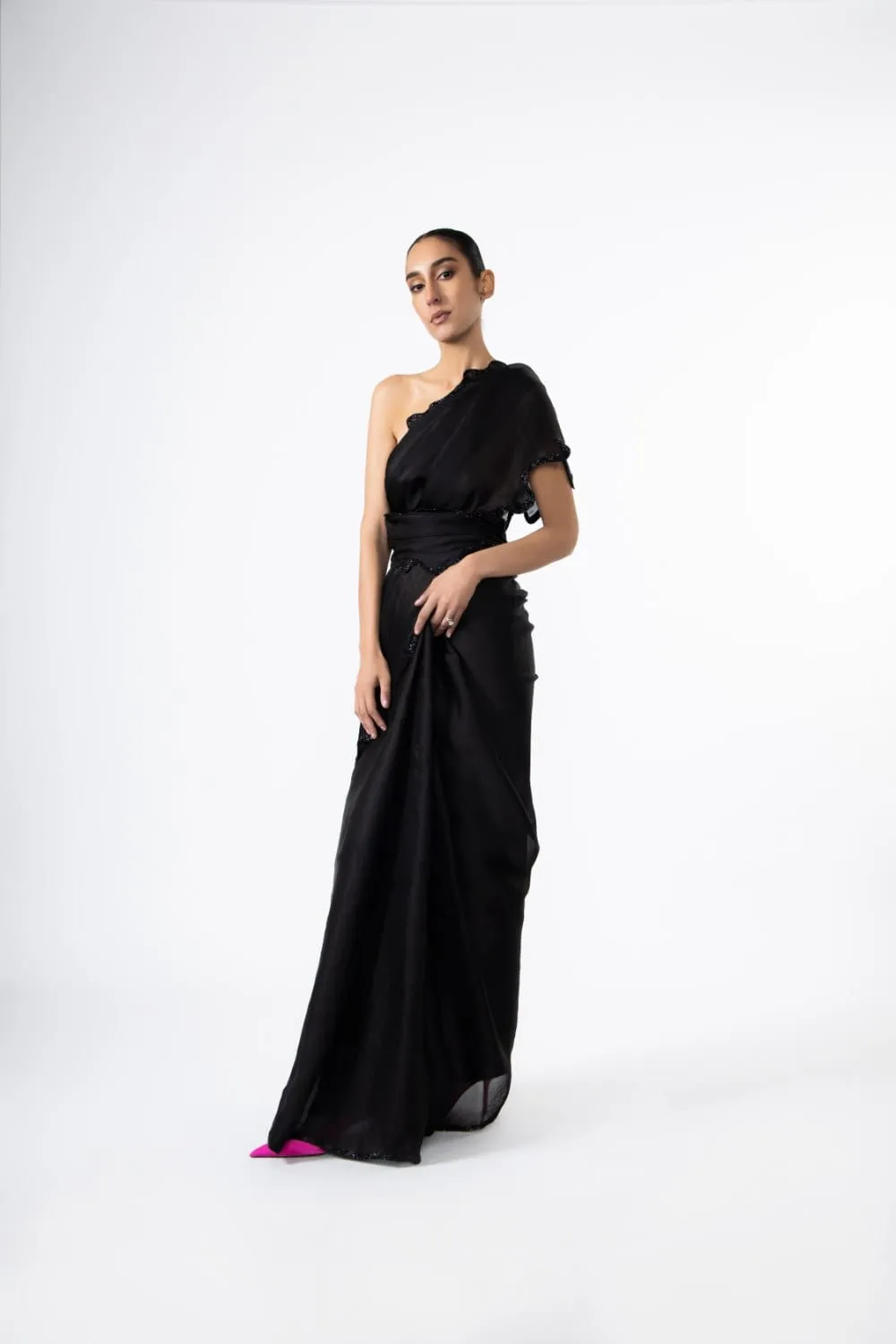 BLACK THOUSAND CRESCENTS SAREE