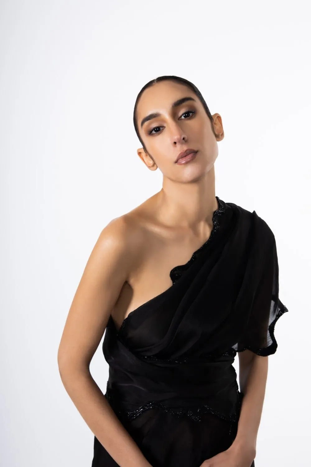 BLACK THOUSAND CRESCENTS SAREE