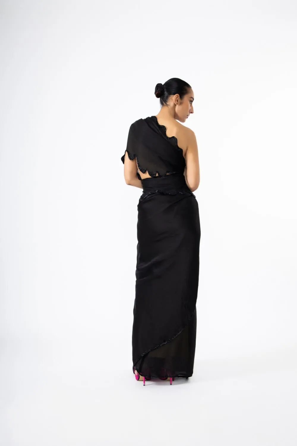 BLACK THOUSAND CRESCENTS SAREE