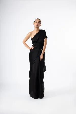 BLACK THOUSAND CRESCENTS SAREE