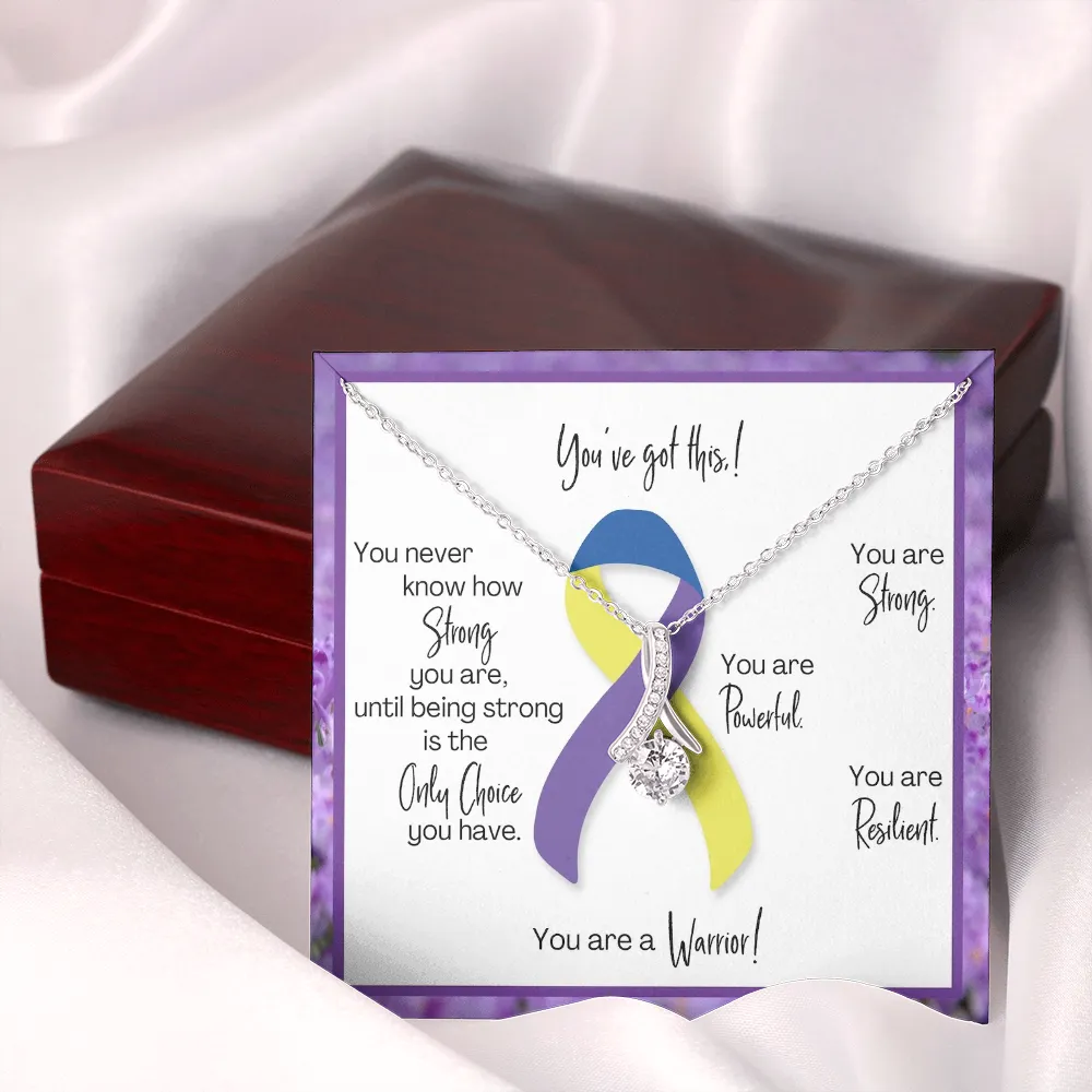 Bladder Cancer Warrior | Ribbon Necklace | Gift for Survivor, Fighter, Support