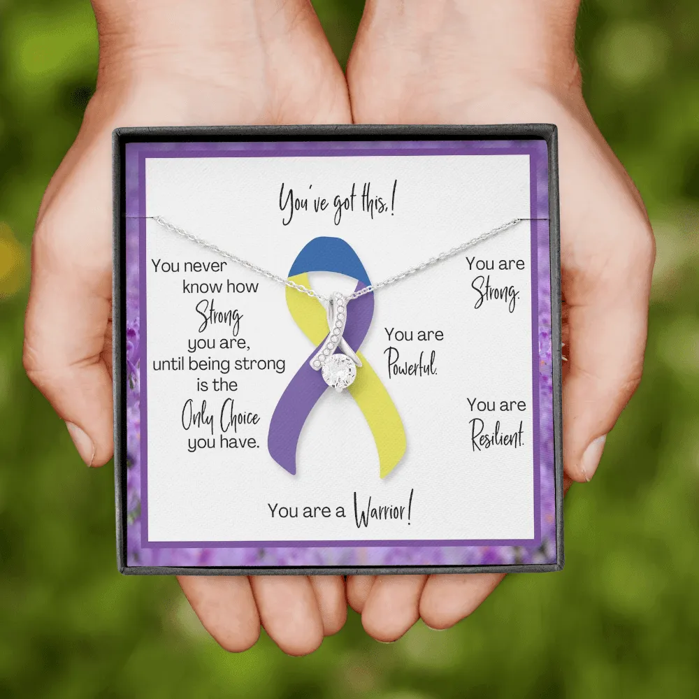 Bladder Cancer Warrior | Ribbon Necklace | Gift for Survivor, Fighter, Support
