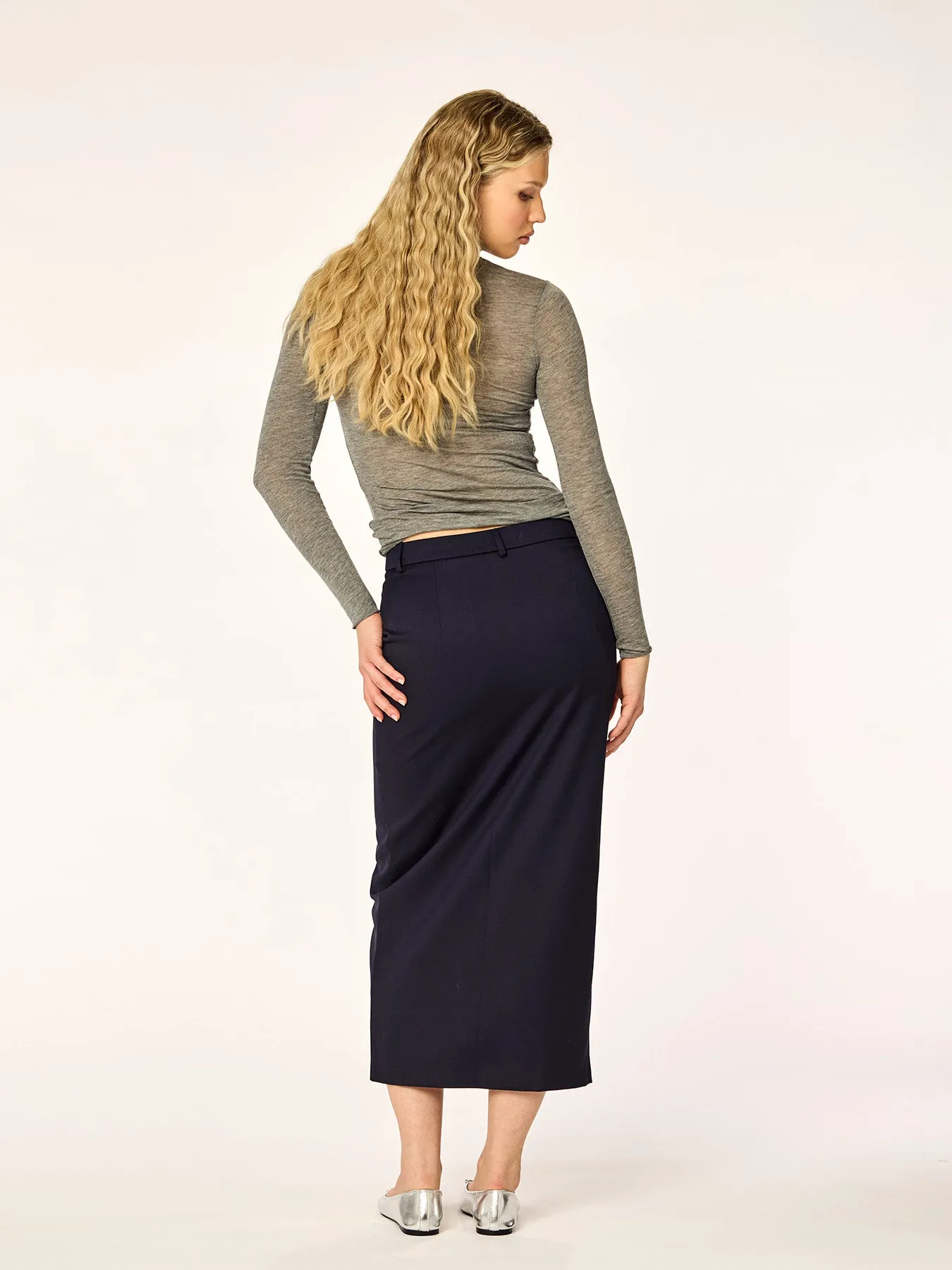 BLAZING - Midi Slit Skirt • Midnight Blue