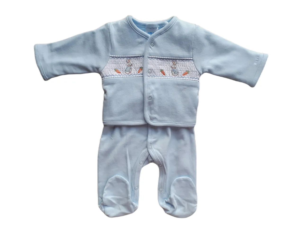 Blue Bunny Babygrow & Smocked jacket set