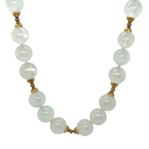 Blue Flash Moonstone Beaded Necklace Yellow Gold Spacers