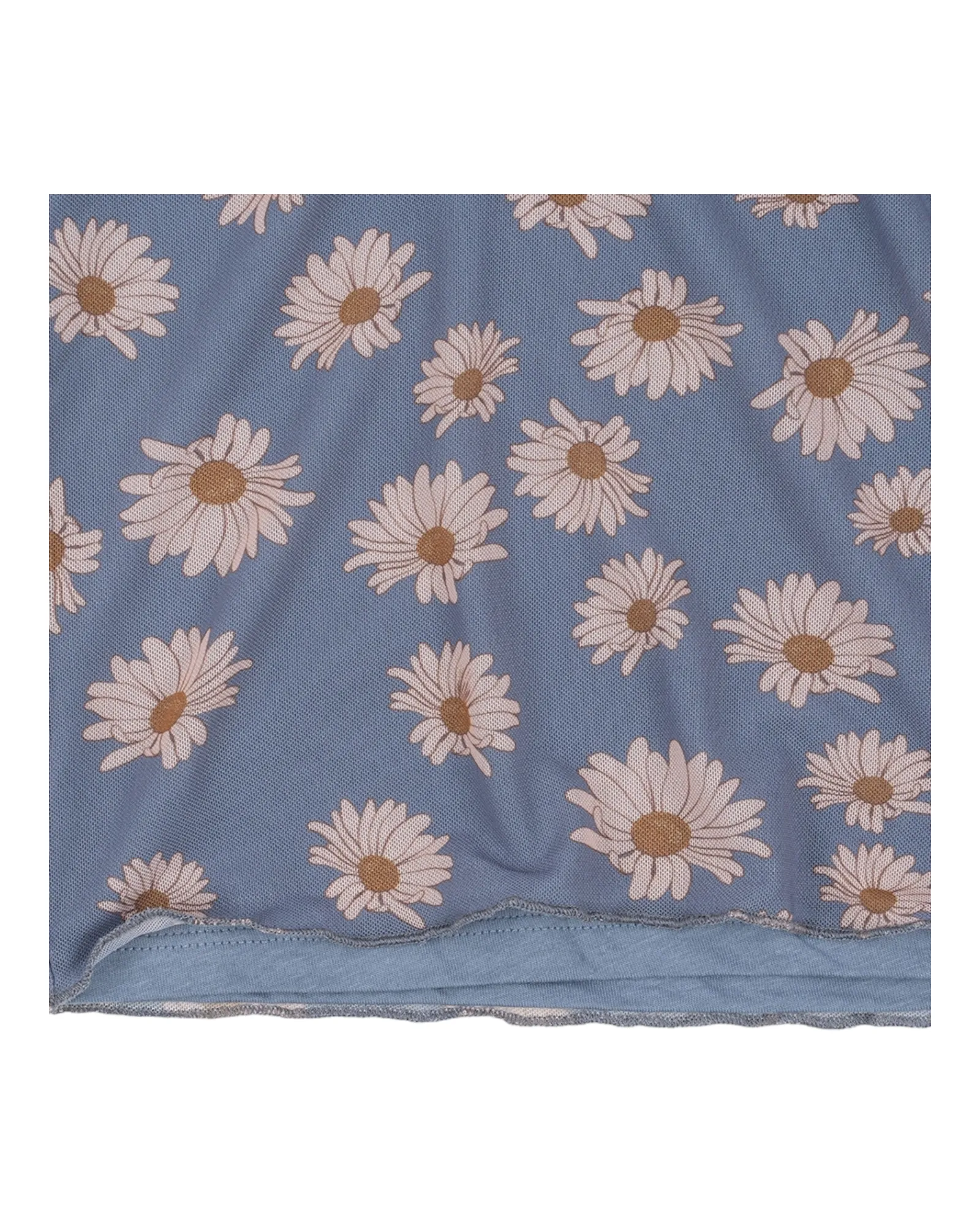 Blue Mesh Dress with Daisy Pattern