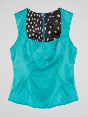 Blue Square Neck Top