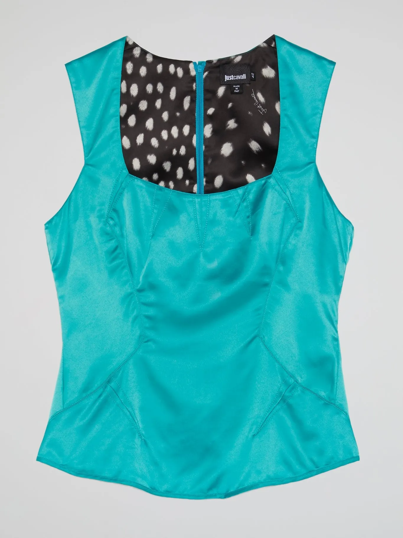 Blue Square Neck Top