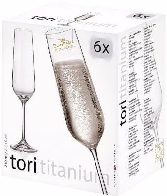 Bohemia Royal Crystal Tori Titanium Champagne Glass 210 ml Set Of 6
