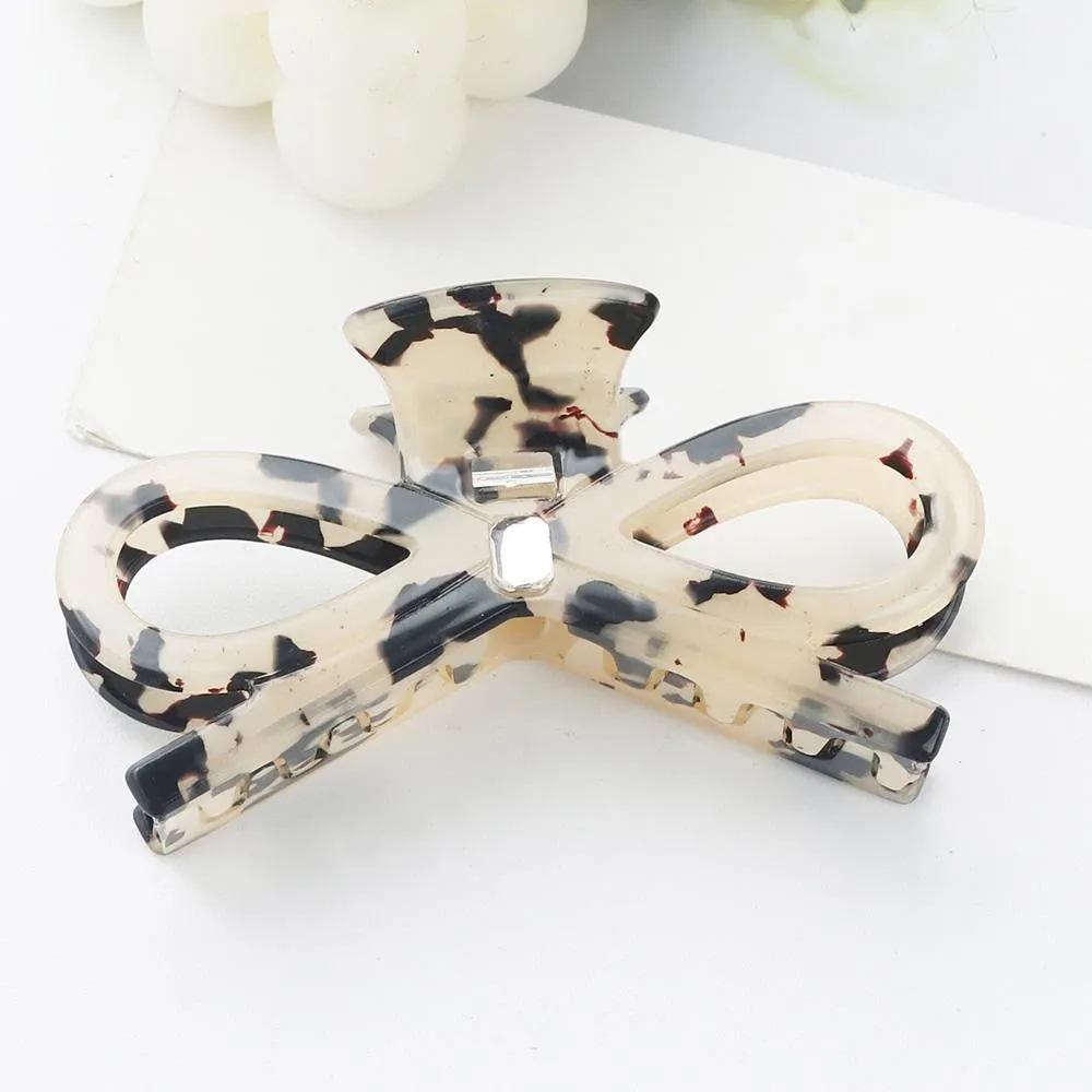 Bow Hair Clip With Rhinestone Detail