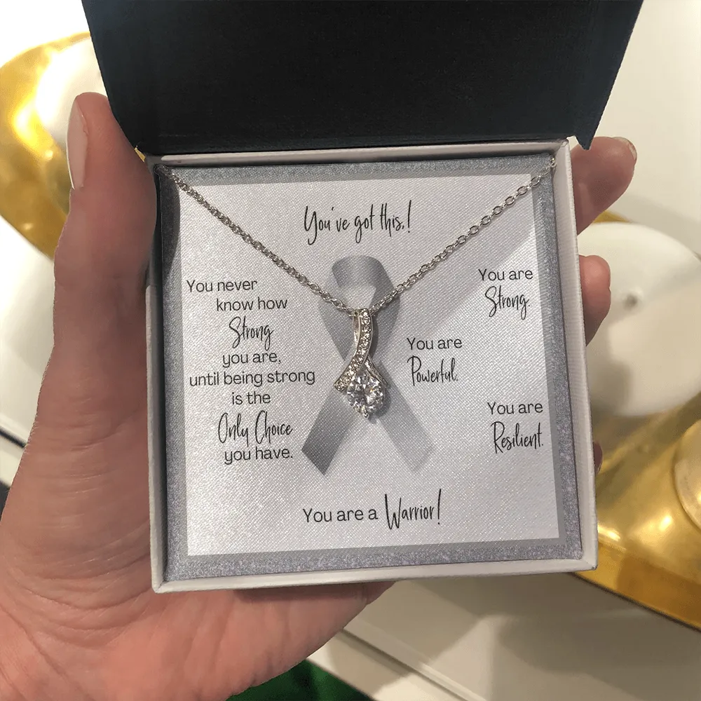 Brain Cancer Warrior | Ribbon Necklace | Gift for Survivor, Fighter, Support