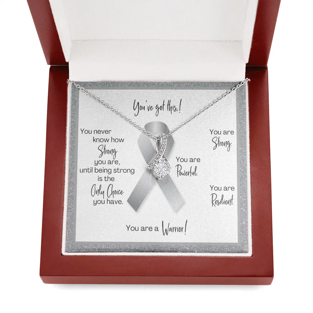 Brain Cancer Warrior | Ribbon Necklace | Gift for Survivor, Fighter, Support
