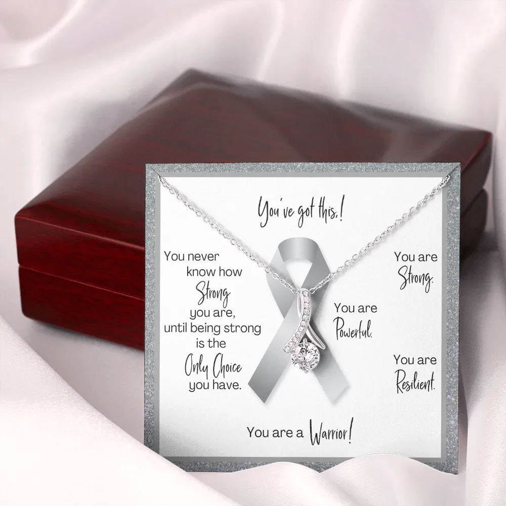Brain Cancer Warrior | Ribbon Necklace | Gift for Survivor, Fighter, Support