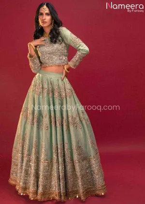 Bridal Lehenga Dress in Mint Green Lehenga Choli #BS608