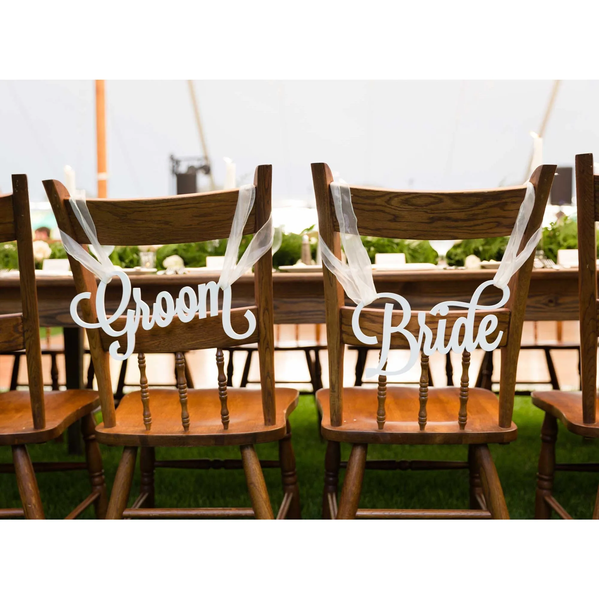 Bride & Groom Wedding Chair Signs