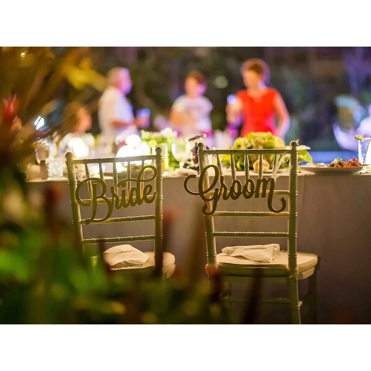 Bride & Groom Wedding Chair Signs
