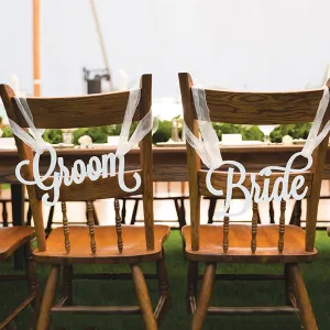 Bride & Groom Wedding Chair Signs