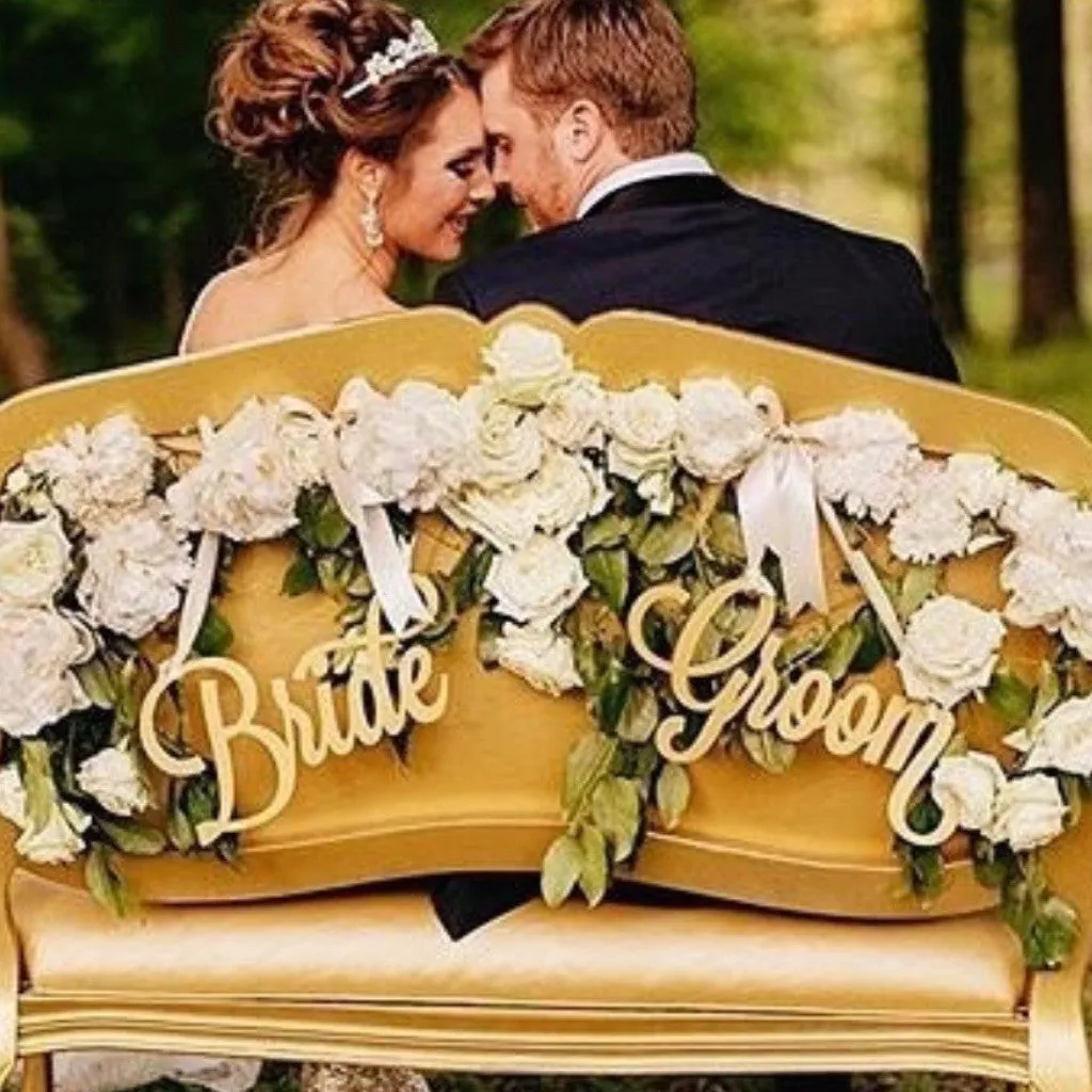 Bride & Groom Wedding Chair Signs