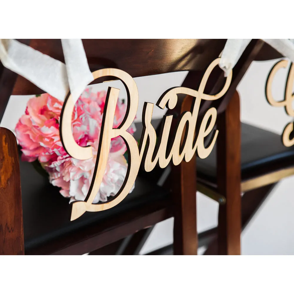 Bride & Groom Wedding Chair Signs