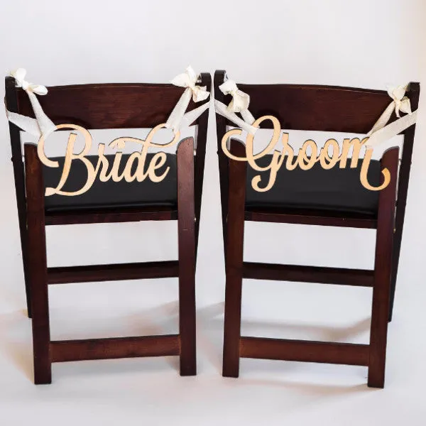 Bride & Groom Wedding Chair Signs