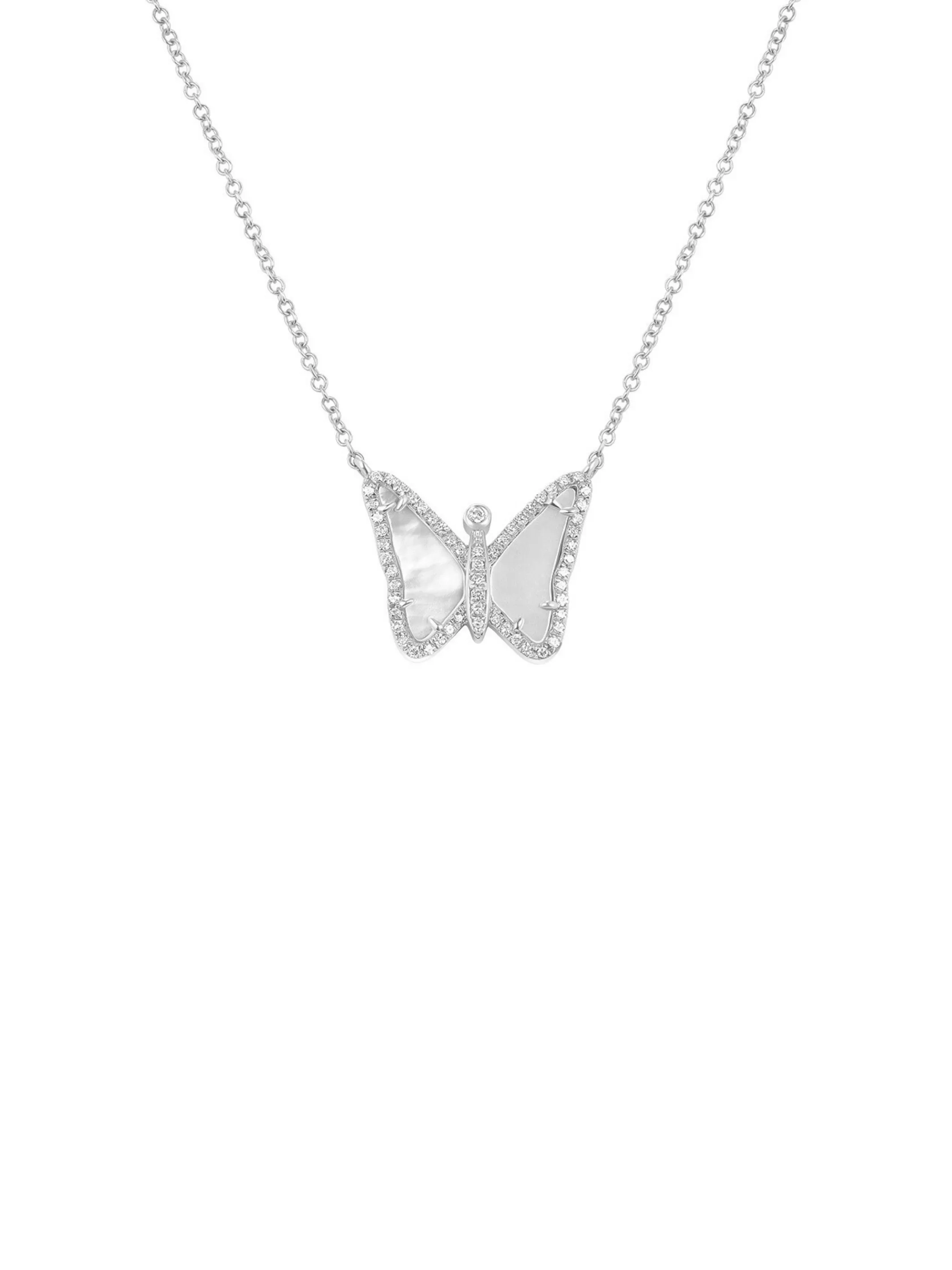 Butterfly Mother of Pearl Necklace 14K