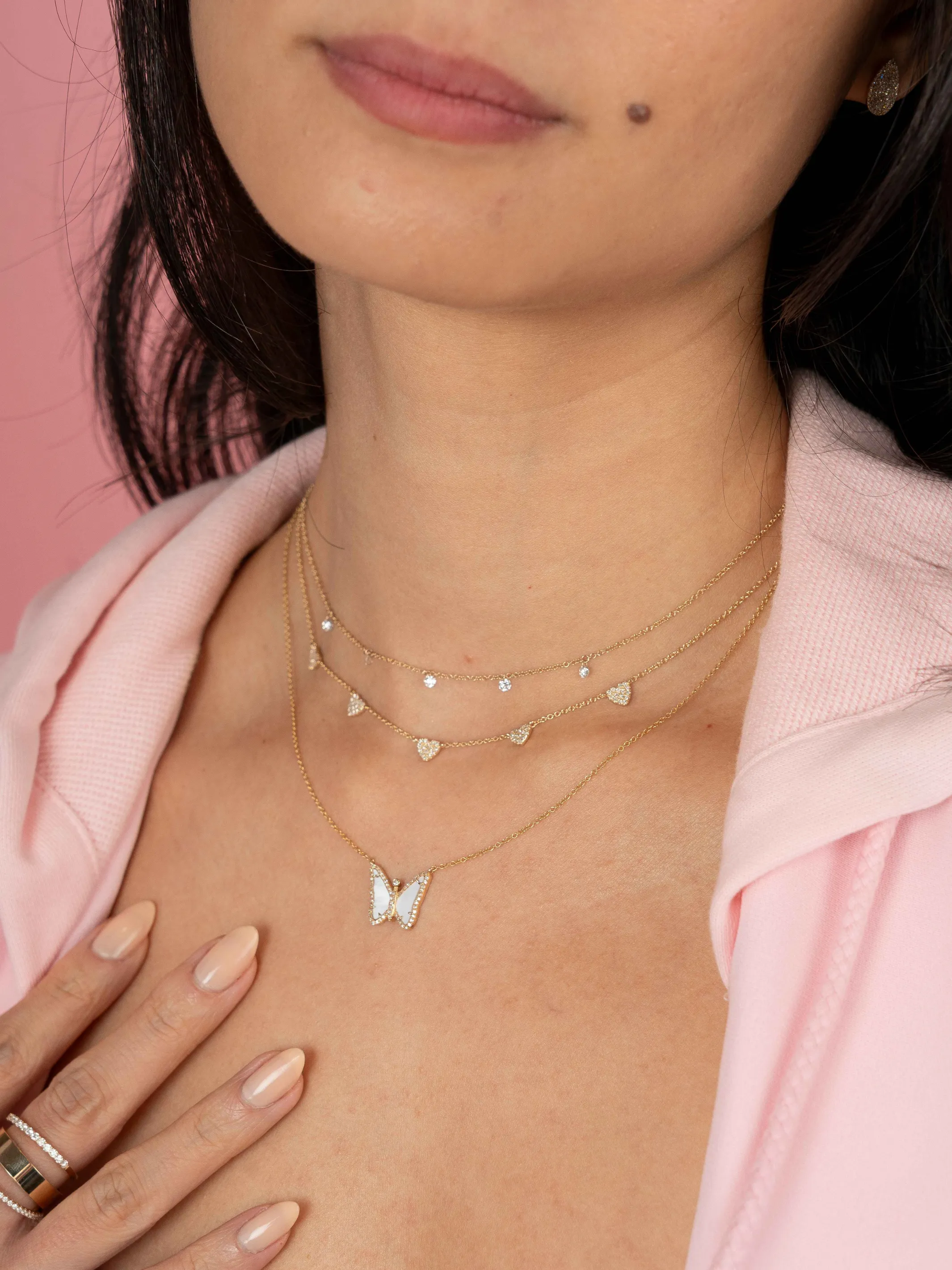Butterfly Mother of Pearl Necklace 14K