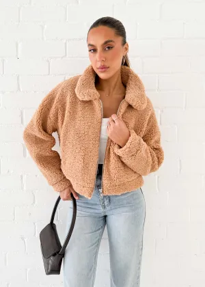 Carey Teddy Jacket - Camel