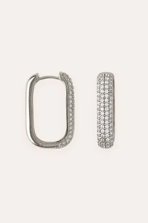 Carre Hoop Bling Earrin(Silver)