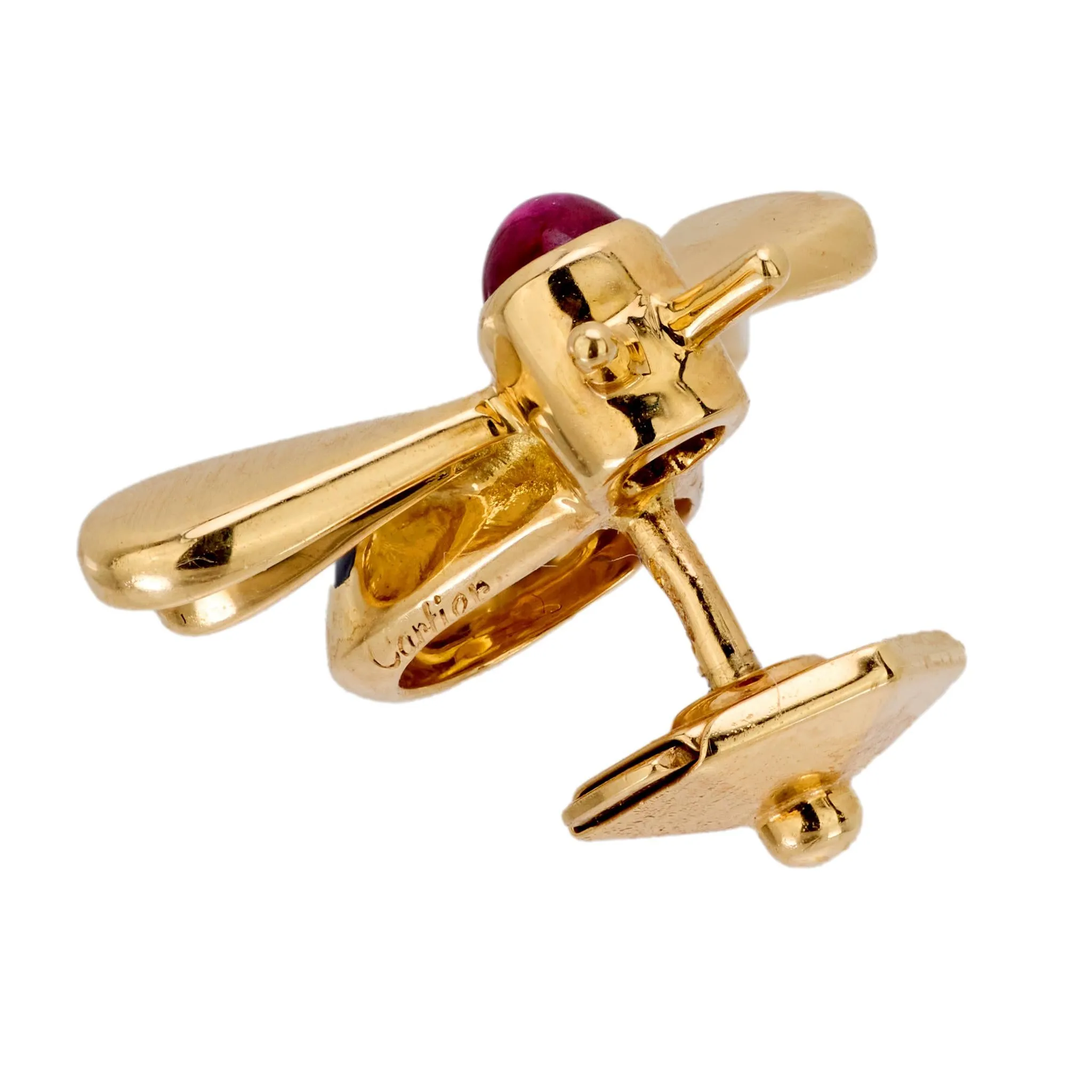 Cartier vintage ruby 18k yellow gold bee brooch
