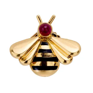 Cartier vintage ruby 18k yellow gold bee brooch
