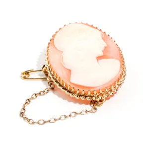 Celeste Antique Victorian 9ct Gold Shell Cameo Brooch