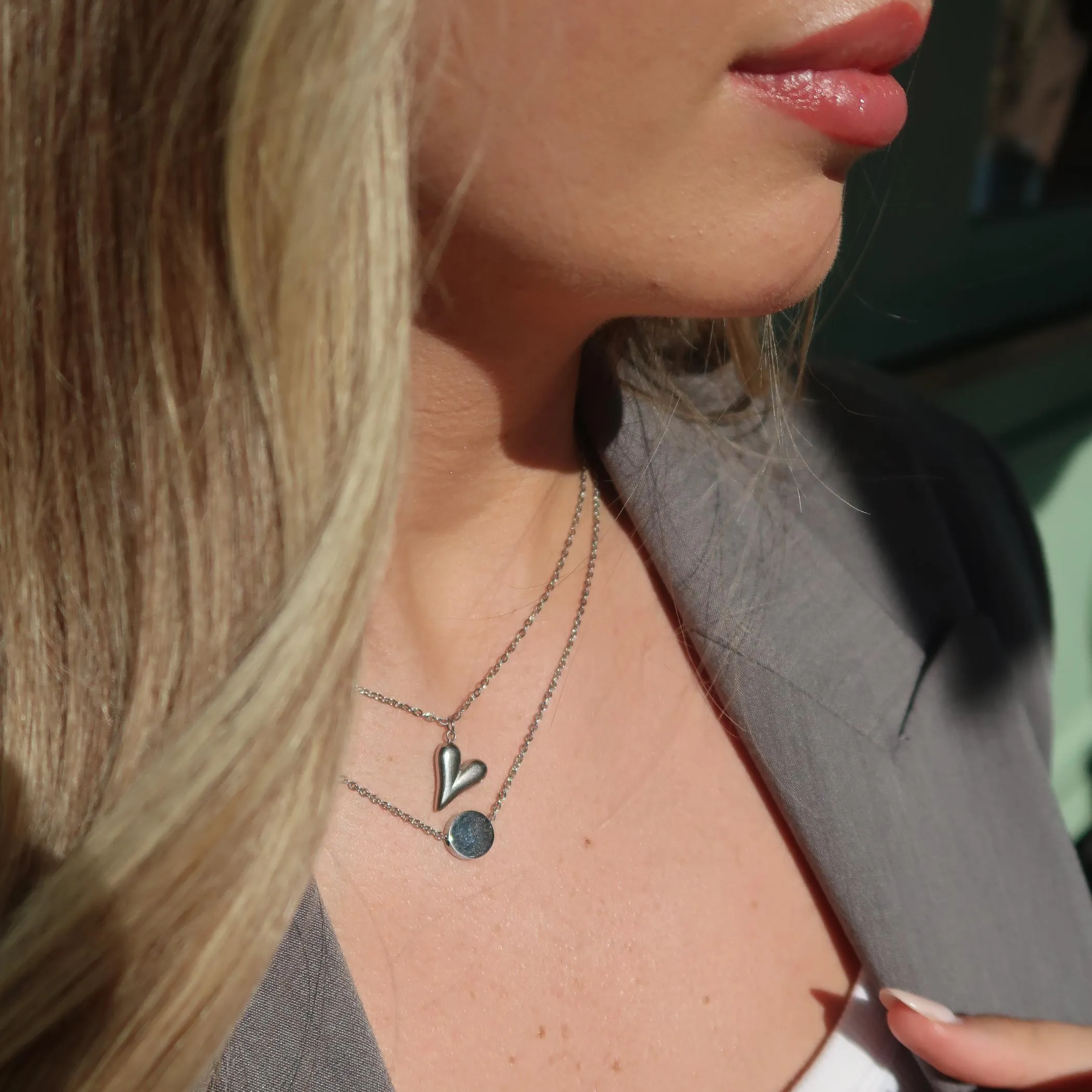 Celine Heart Fine Necklace, Silver