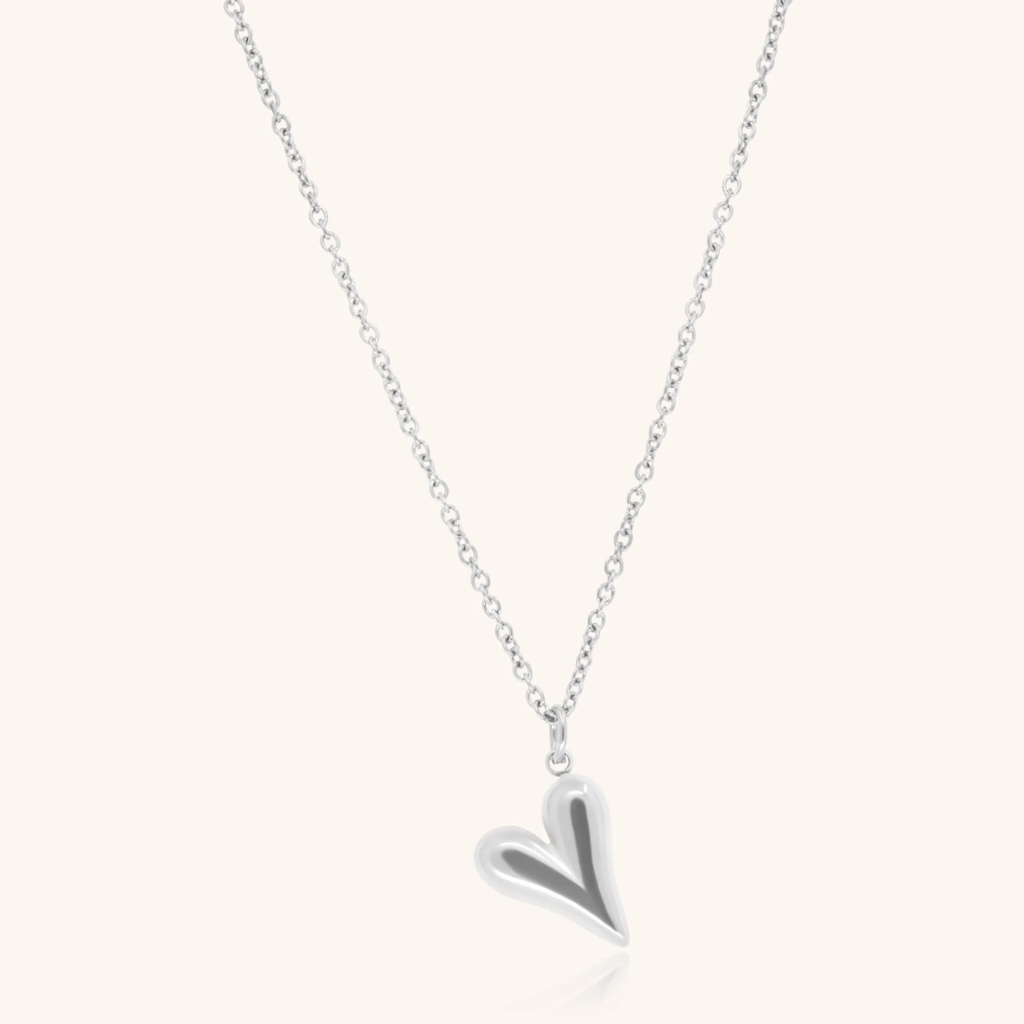 Celine Heart Fine Necklace, Silver