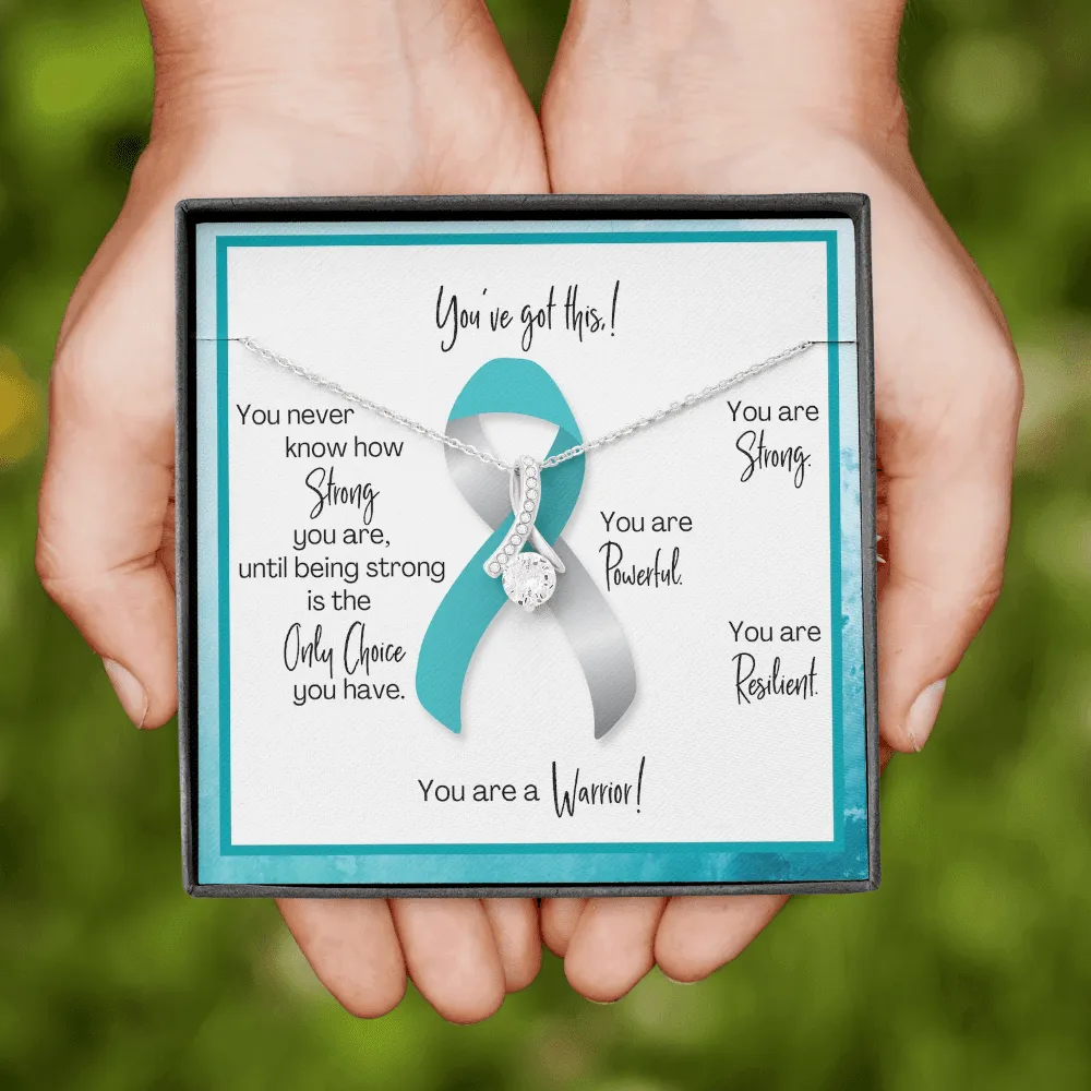 Cervical Cancer Warrior | Ribbon Necklace | Gift for Survivor, Fighter, Support