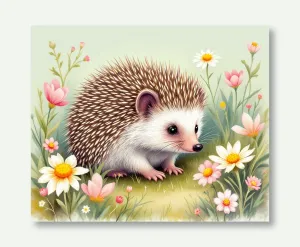 Charming Hedgehog in Blossoms Wall Art Poster