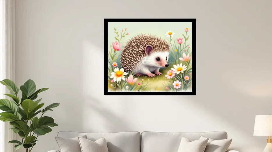 Charming Hedgehog in Blossoms Wall Art Poster