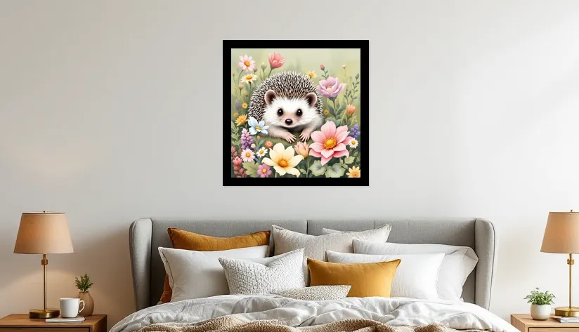 Charming Hedgehog in Floral Wonderland Wall Art Poster