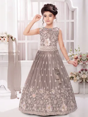 Charming Moonlit Grey Gown for Little Girl