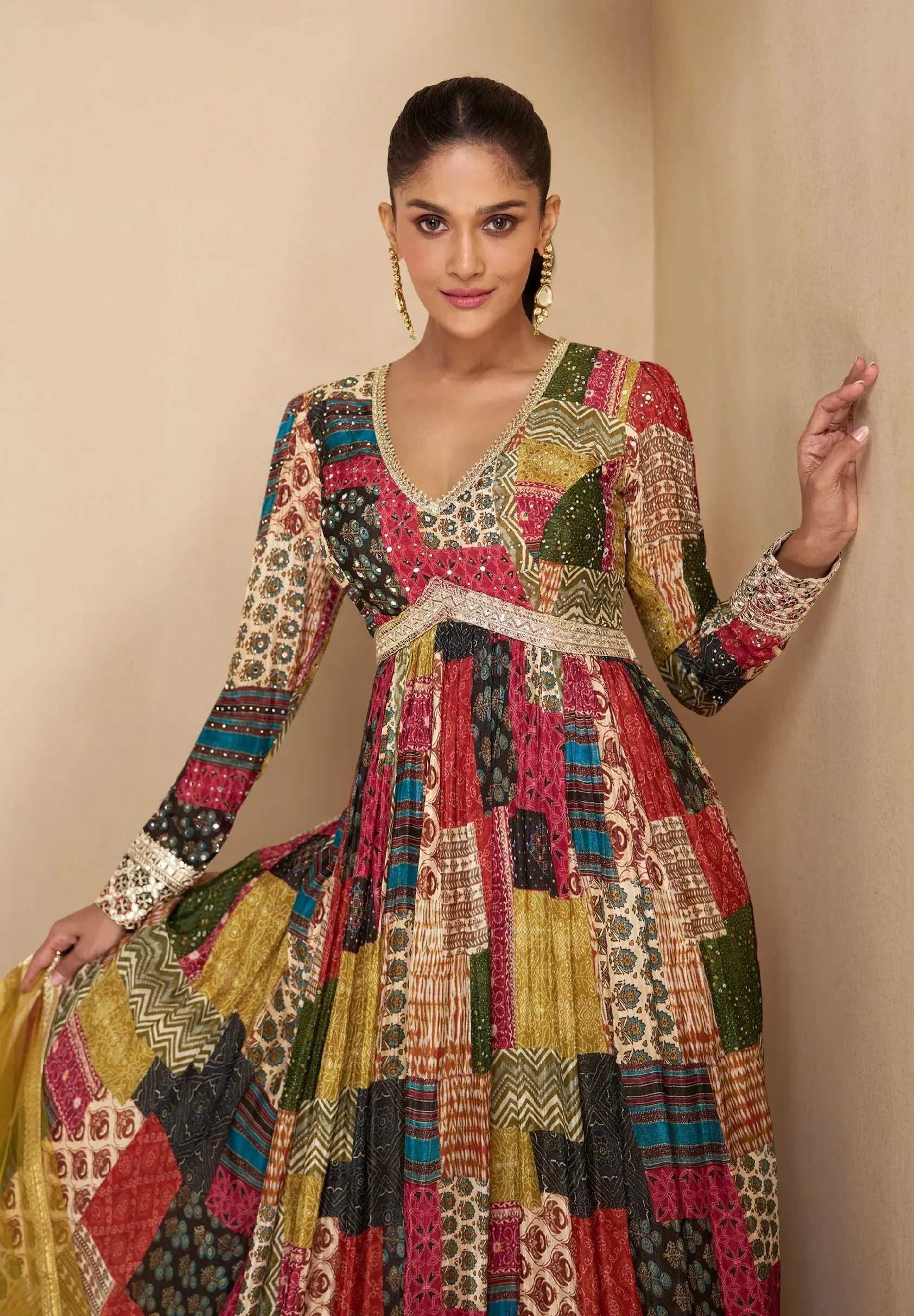 Charming Multicolor Black Floral Embroidered Anarkali