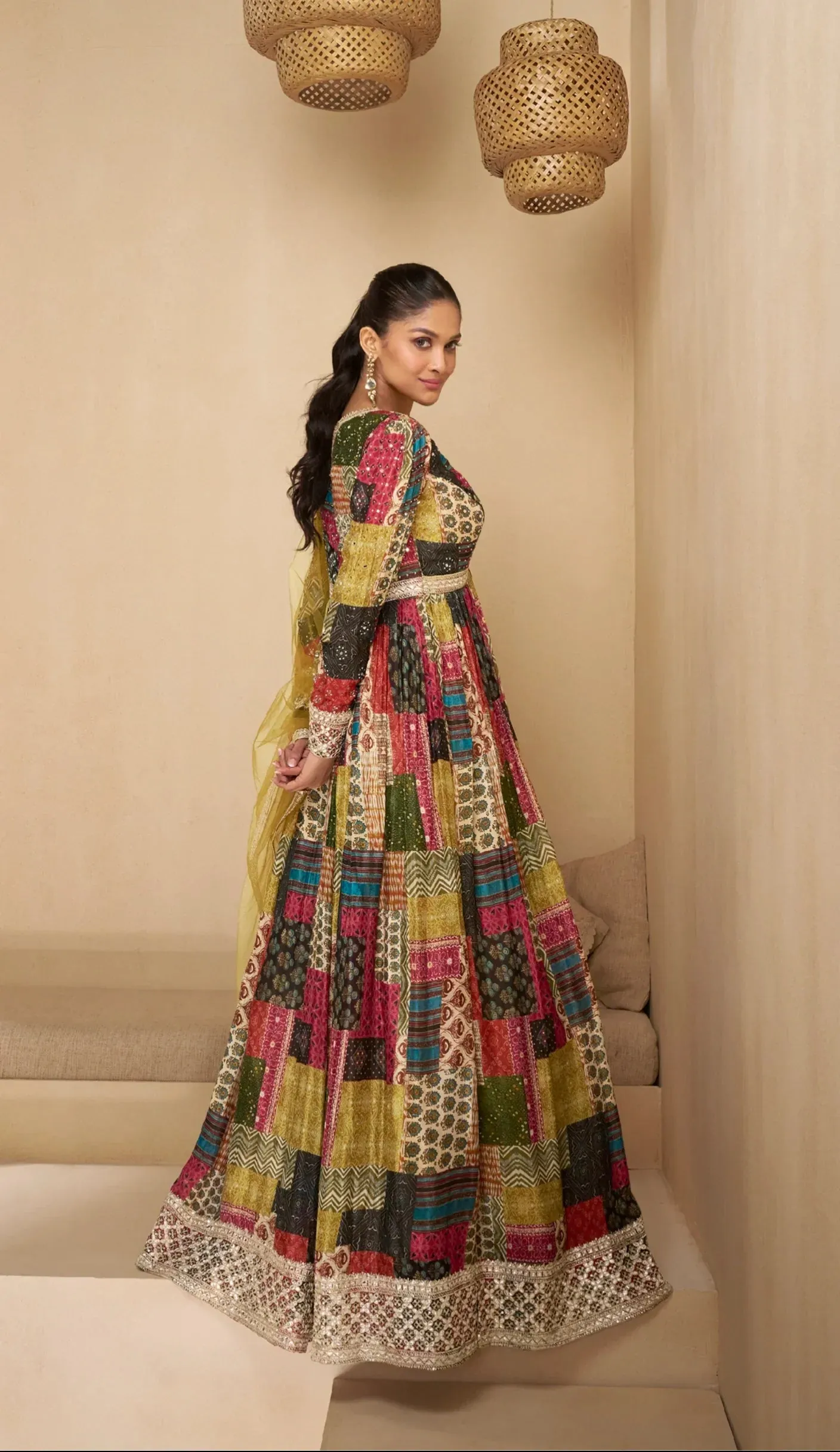 Charming Multicolor Black Floral Embroidered Anarkali