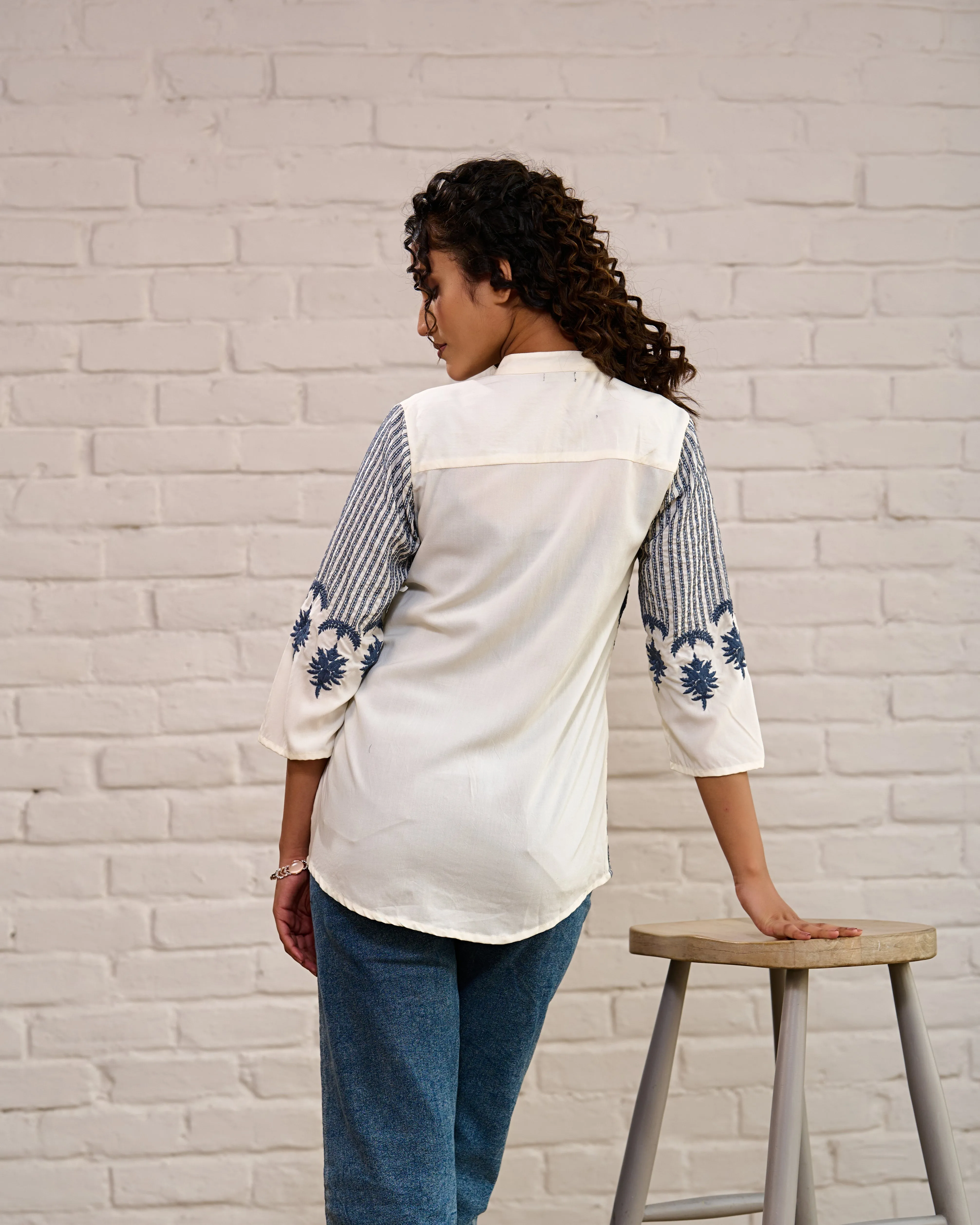 Charming White Embroidered Shirt