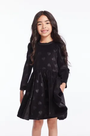 Chaser Girls Licorice Puff Long Sleeve Dress with Twirl Skirt