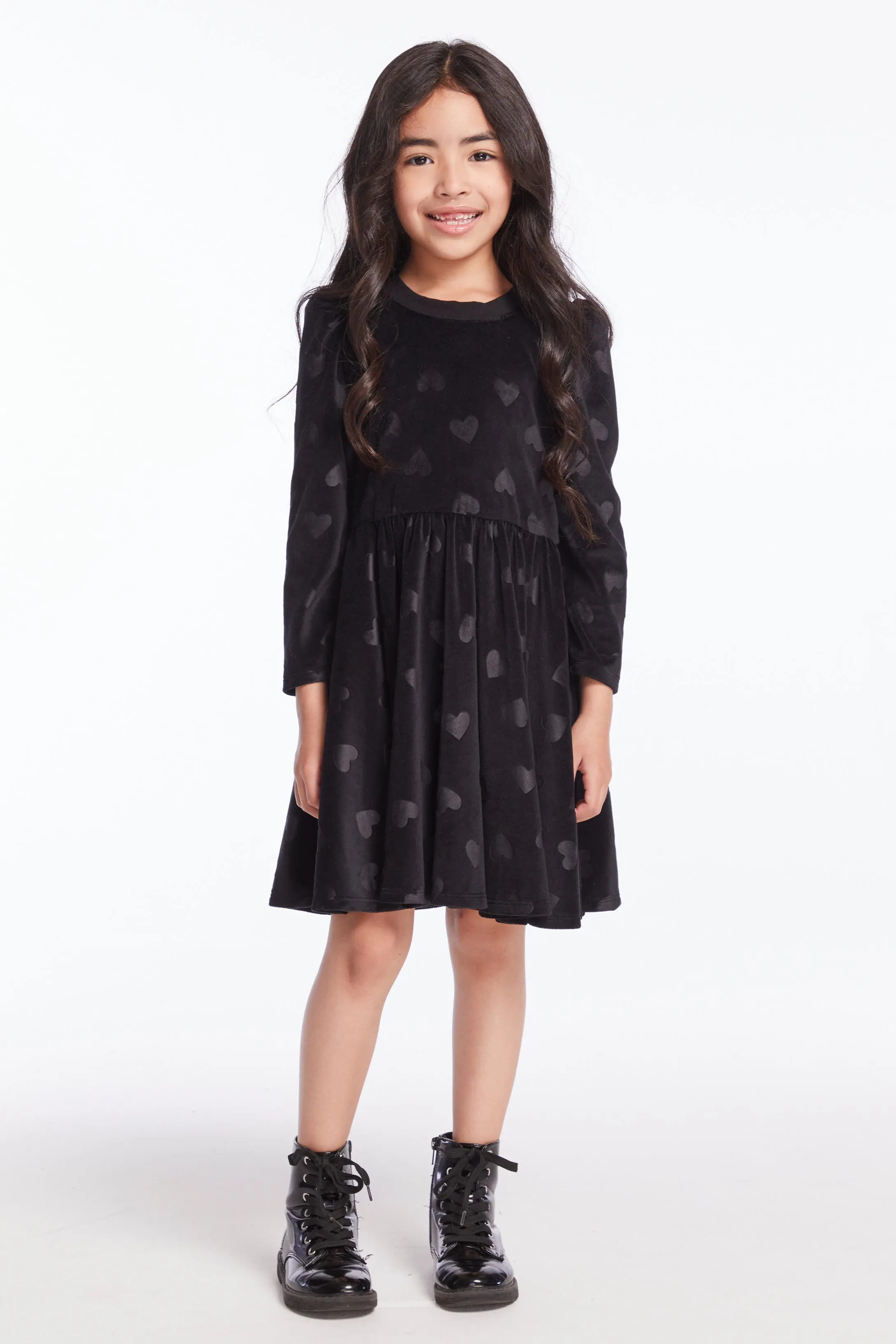 Chaser Girls Licorice Puff Long Sleeve Dress with Twirl Skirt