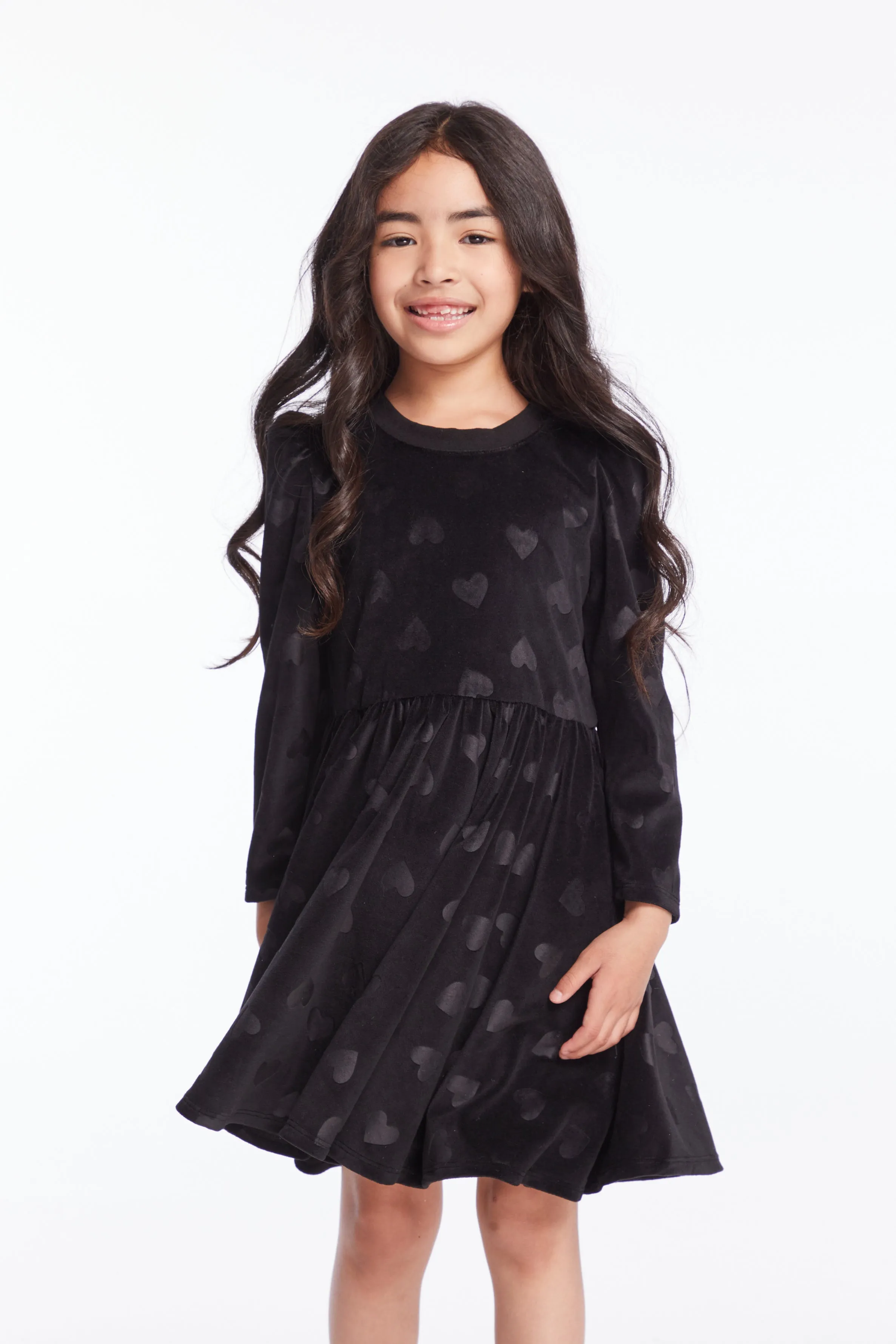 Chaser Girls Licorice Puff Long Sleeve Dress with Twirl Skirt