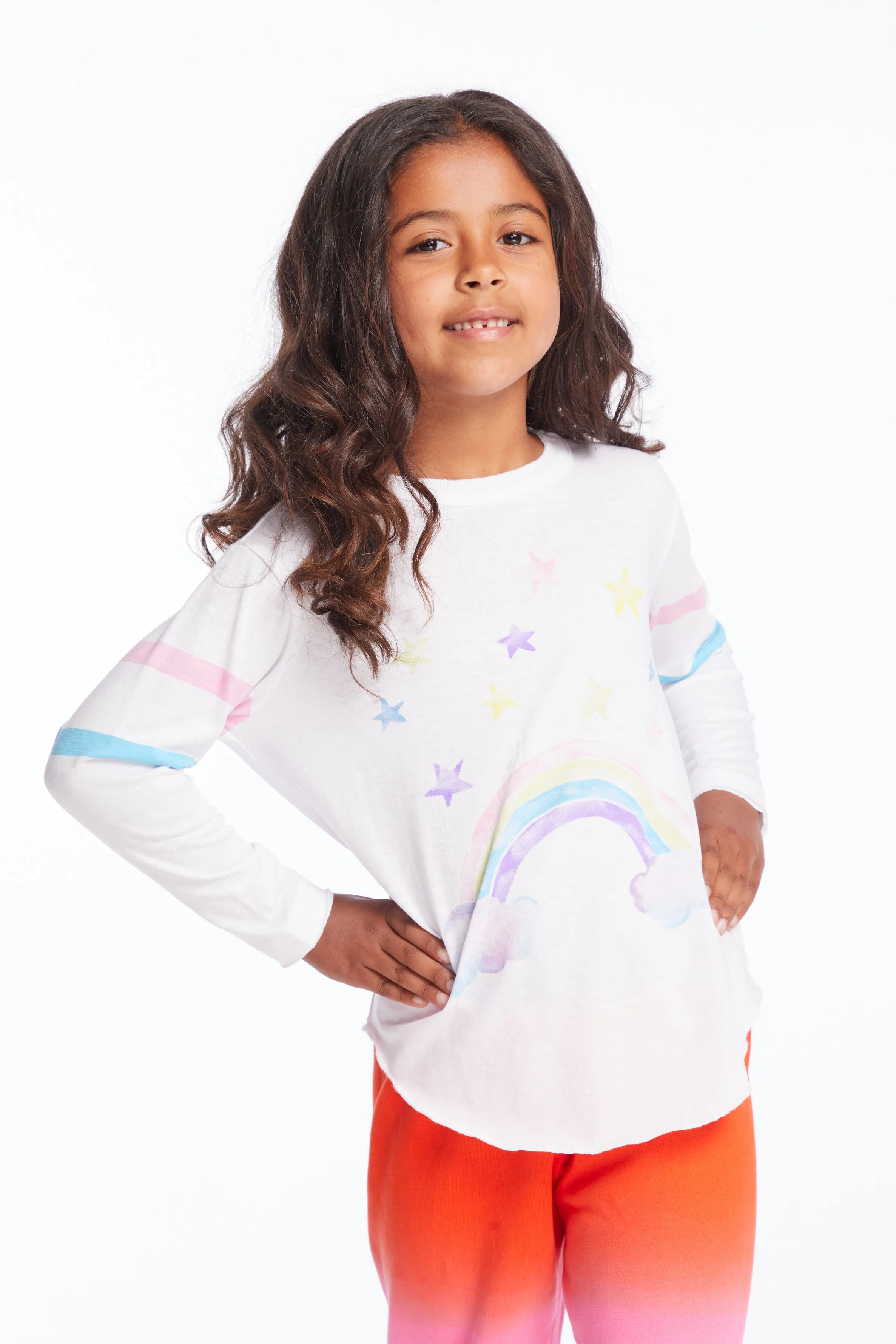 Chaser Rainbow Watercolor Girls Long Sleeve Tee